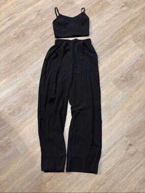 High-Waist Wide-Leg Black Pants